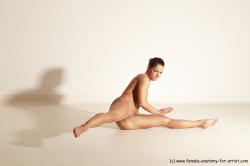 Nude Gymnastic poses Woman White Moving poses Athletic medium brown Dynamic poses Pinup